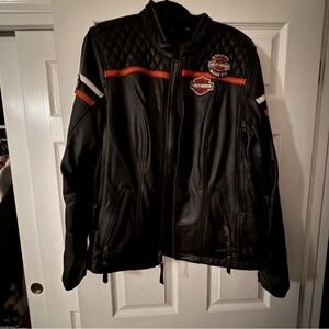 HARLEY DAVIDSON MISS ENTHUSIAST TRIPLE VENT MOTORCYCLE BLACK LEATHER jacket
